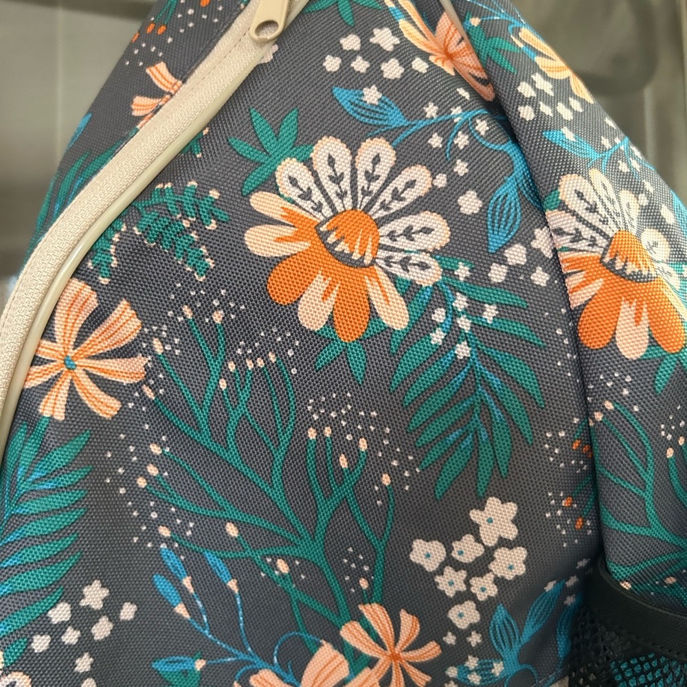 KAVU Floral Sling Bag - Teal and Gray - Picture 2 of 4